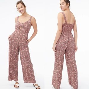 Aeropostale Jumpsuit Women Small Ditsy Floral Wide‎ Leg Keyhole Smocked Casual